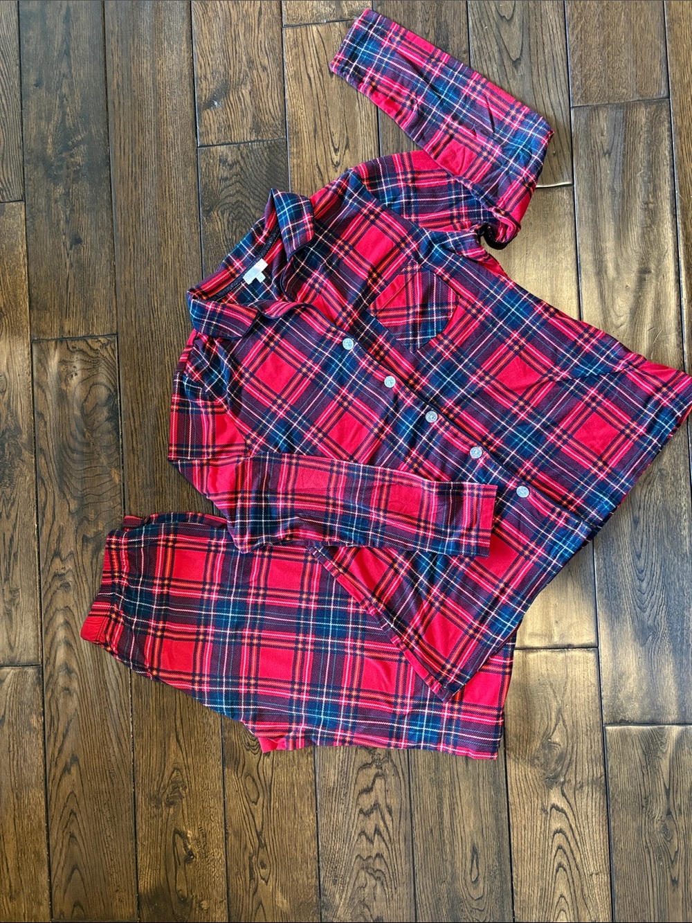 Women’s Soft Knit Red Plaid Pajama Set